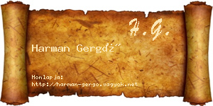 Harman Gergő névjegykártya